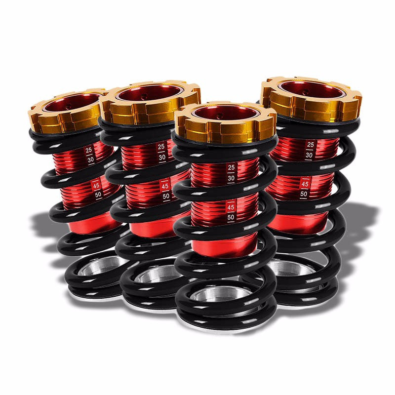 Front/Rear Red Scaled Black Coilover Lowering Spring For 88-91 Civic/88-97 CR-X/90-01 Integra-Suspension-BuildFastCar
