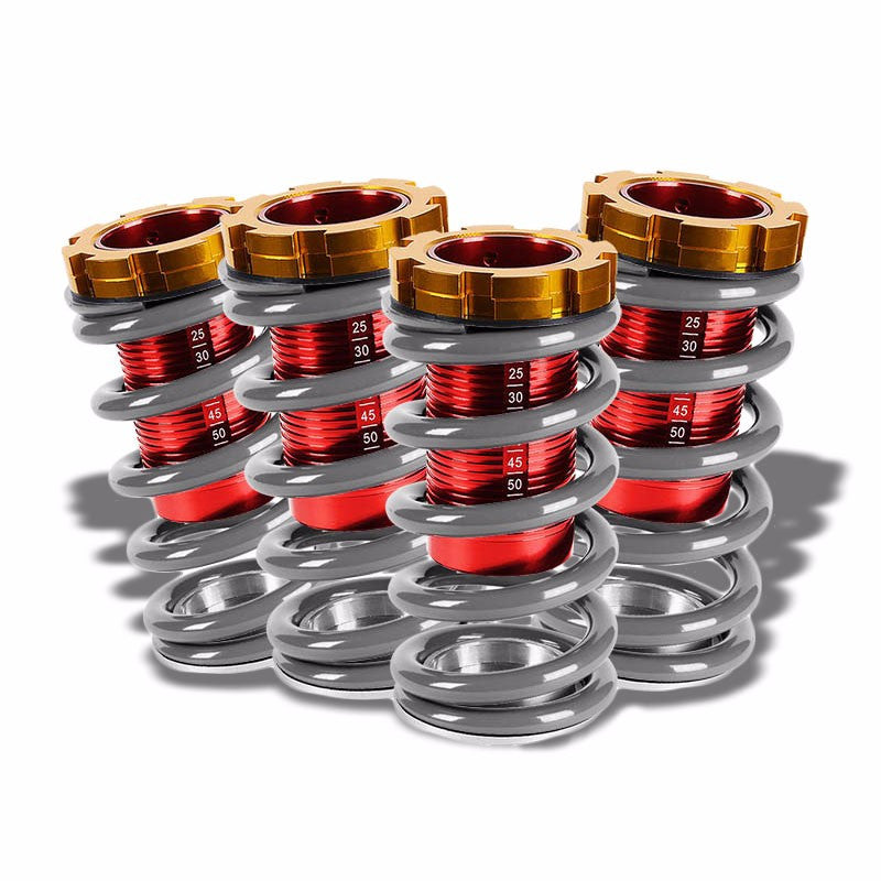 Front/Rear Red Scaled Silver Coilover Lowering Spring For 88-91 Civic/88-97 CR-X/90-01 Integra-Suspension-BuildFastCar
