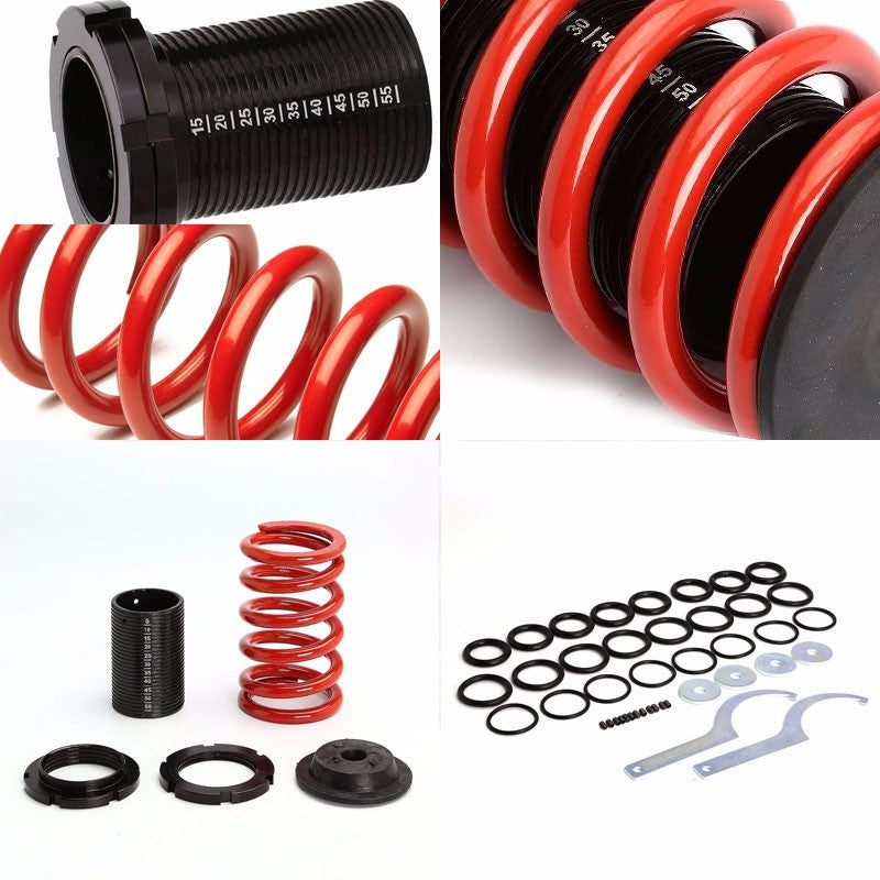 Front/Rear Scaled Black Coilover Red Lowering Spring For 93-97 Miata/MX-3 1.8L-Suspension-BuildFastCar