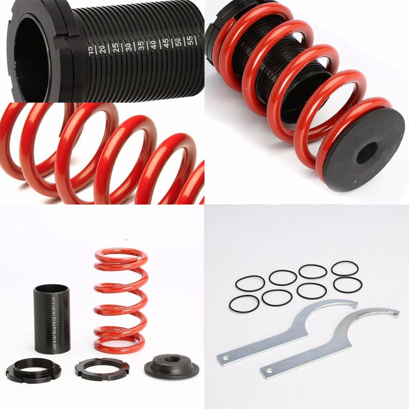 Front/Rear Scaled Black Coilover Red Lowering Spring For 94-99 Celica T200 1.8L-Suspension-BuildFastCar