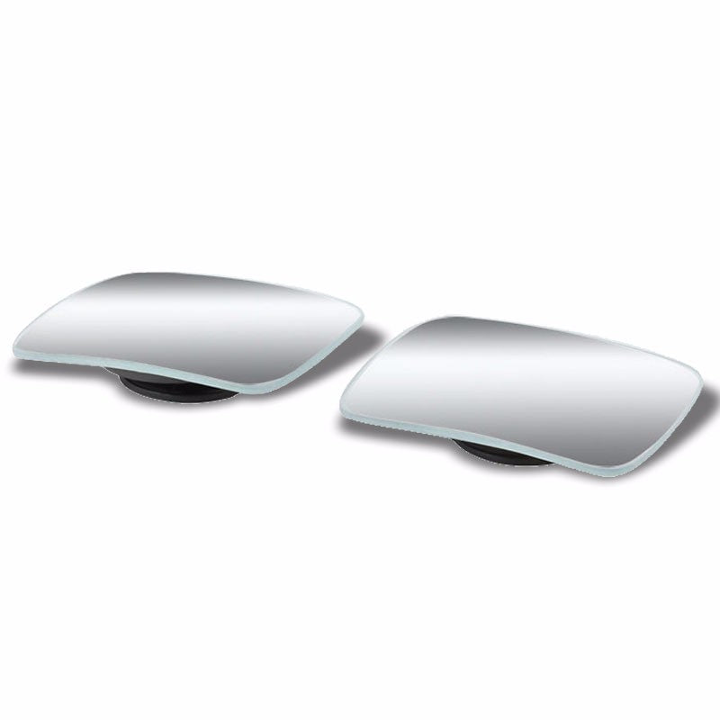 2x Round Rectangular Swivel Stick-On Auto Wide Angle Side Blind Spot Side Mirror-Exterior-BuildFastCar