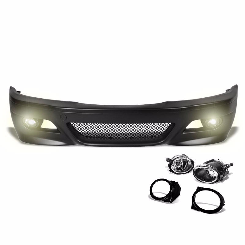 Unpainted ABS Plastic M3 Style Front Bumper Replacement Cover+Fog Light For 99-06 E36 3-Series-Exterior-BuildFastCar