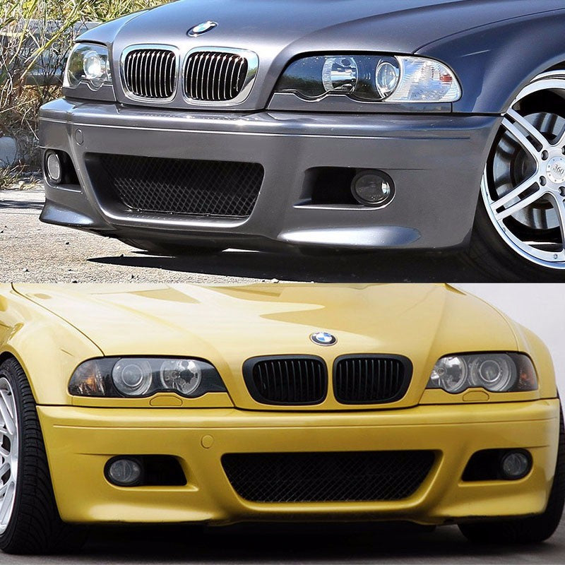Unpainted ABS Plastic M3 Style Front Bumper Replacement Cover+Fog Light For 99-06 E36 3-Series-Exterior-BuildFastCar