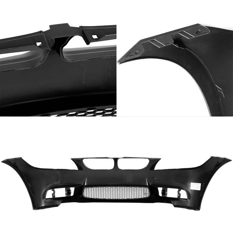 Unpainted ABS Plastic M3 Style Front Bumper Replacement Cover+Fog Light For BMW 09-11 E90 3-Series-Exterior-BuildFastCar