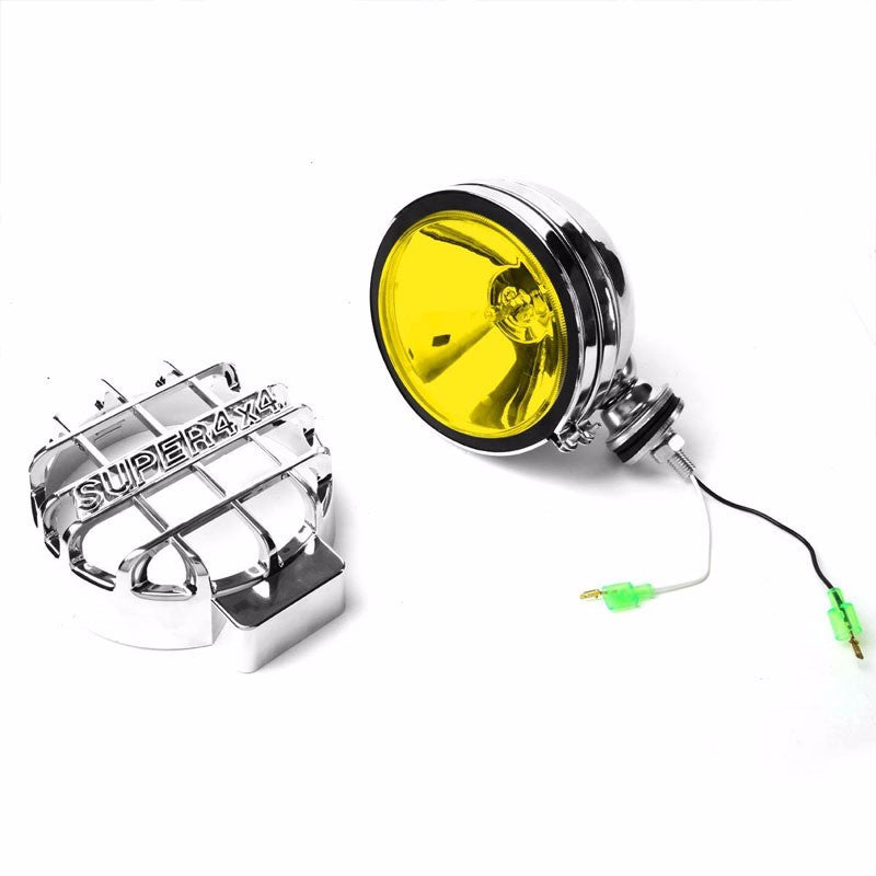 6" Round Chrome Body Housing Yellow Fog Light/Super 4x4 Offroad Guard Work Lamp-Exterior-BuildFastCar