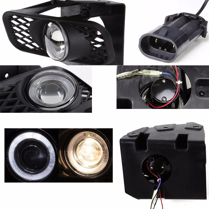 Black Halo Projector Clear Lens Housing Fog Light/Lamp For Ford 99-04 F-150
