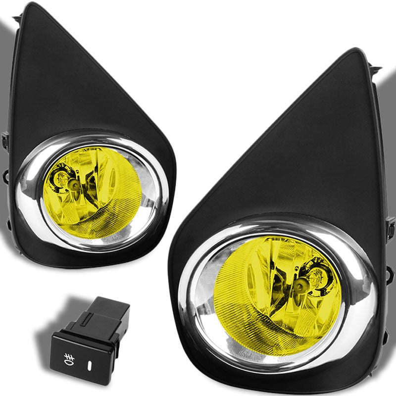 Yellow Amber Fog Light with Bezel Toyota 15-16 Yaris XP130 2 3 DR BFC-FOLK-SW-BZ-TOY15YAR24DAM