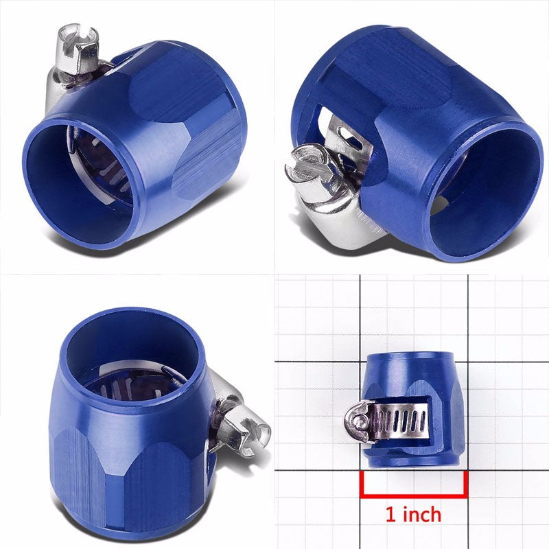 Blue Push On Hose End Cover Clamp Finisher Oil/Fuel Hose 8AN Fitting Adapter BuildFastCar