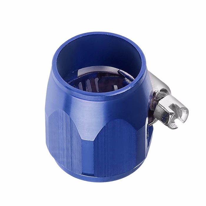 Blue Push On Hose End Cover Clamp Finisher Oil/Fuel Hose 8AN Fitting Adapter BuildFastCar