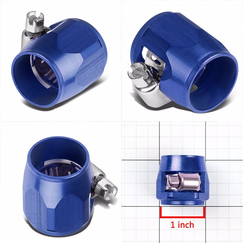 Blue Push On Hose End Cover Clamp Finisher Oil/Fuel Hose 10AN Fitting Adapter BuildFastCar