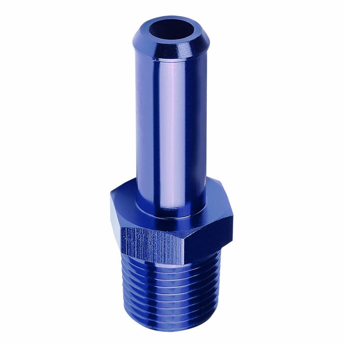 Blue 1/4" NPT Male Straight To 3/8" Hose Port Nipple Oil/Fuel Fitting Adaptor BuildFastCar
