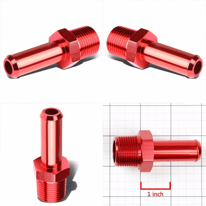 Red 3/4" NPT Male Straight To 3/4" Hose Port Nipple Oil/Fuel Fitting Adaptor BuildFastCar