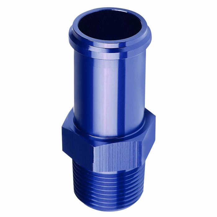 Blue 3/4" NPT Male Straight To 1.00" Hose Port Nipple Oil/Fuel Fitting Adaptor BuildFastCar