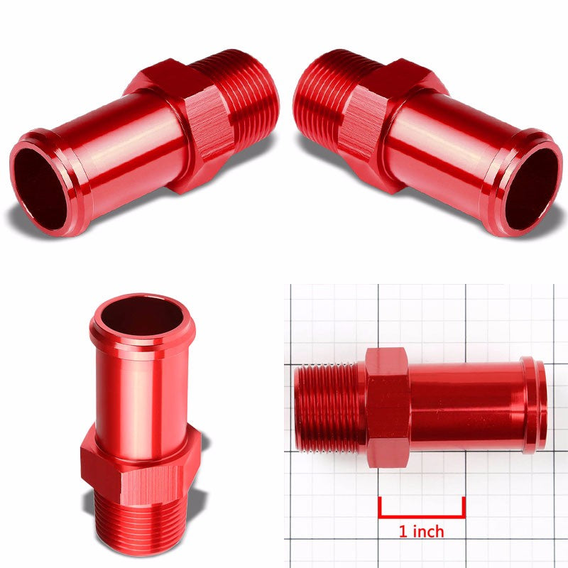 Red 3/4" NPT Male Straight To 1.00" Hose Port Nipple Oil/Fuel Fitting Adaptor BuildFastCar