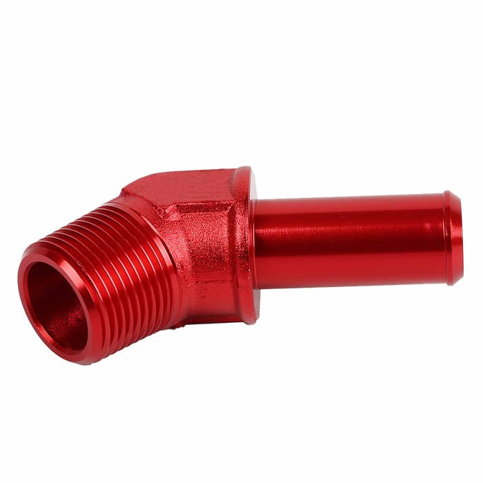 Red 3/4" NPT Male 45 Degree To 3/4" Hose Port Nipple Oil/Fuel Fitting Adaptor BuildFastCar
