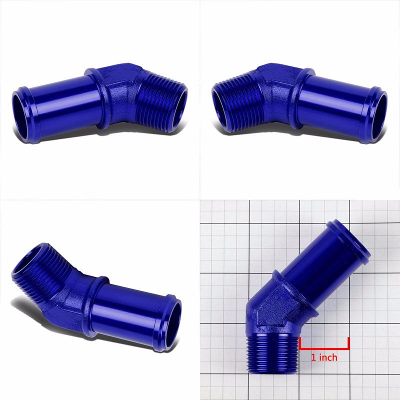 Blue 3/4" NPT Male 45 Degree To 1.00" Hose Port Nipple Oil/Fuel Fitting Adaptor BuildFastCar