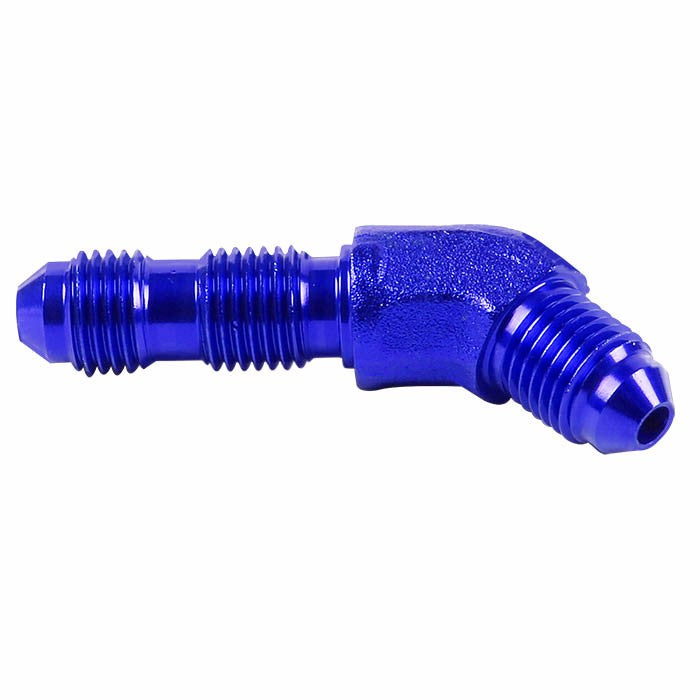 Blue Male 45 Degree 1/8-27 NPT Flare Bulkhead Oil/Fuel Hose 3AN Fitting Adapter BuildFastCar