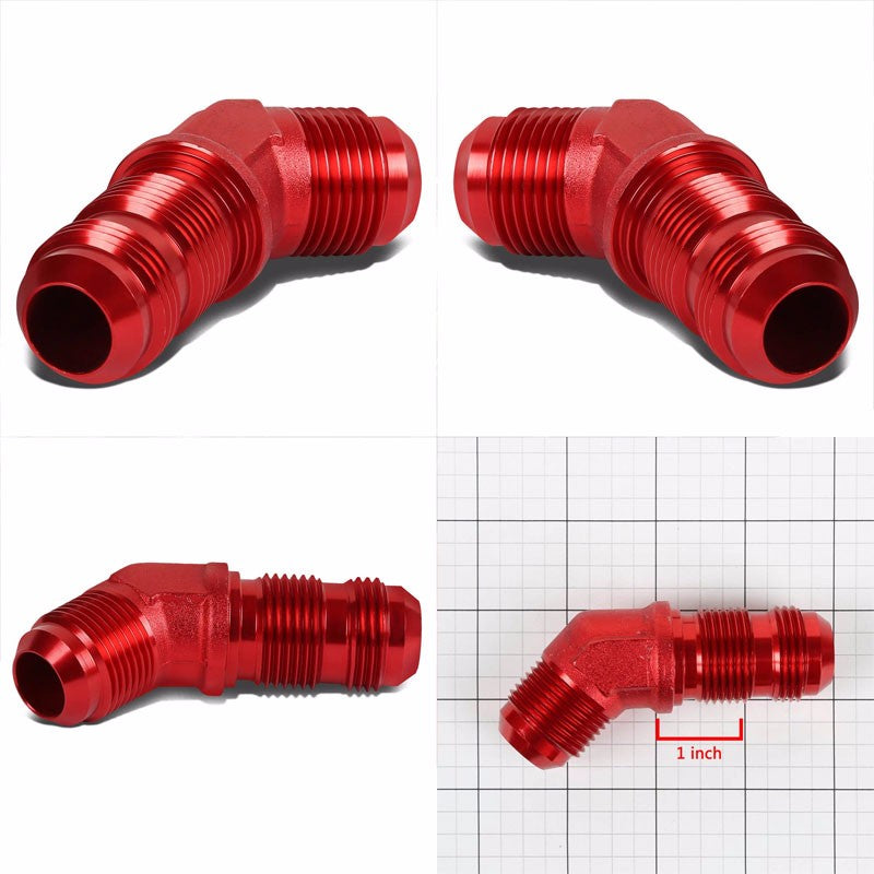 Red Male 45 Degree 1/8-27 NPT Flare Bulkhead Oil/Fuel Hose 12AN Fitting Adapter BuildFastCar