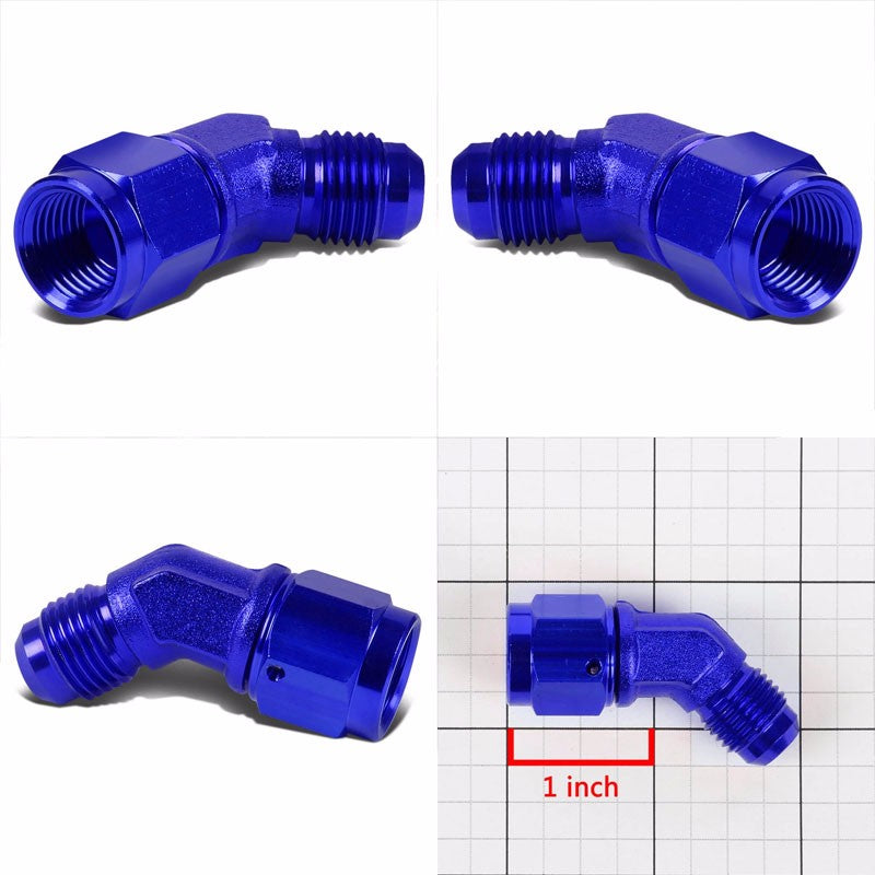 Blue 45 Degree Female/Male 1/8-27 NPT Flare Bulkhead 6AN Oil/Fuel Hose Fitting BuildFastCar