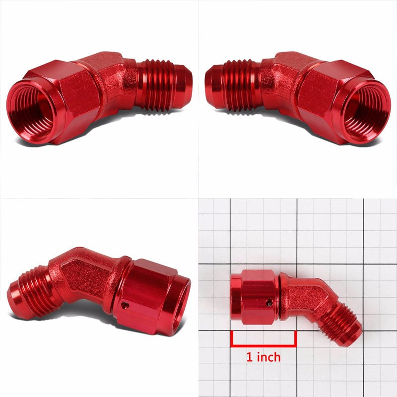 Red 45 Degree Female/Male 1/8-27 NPT Flare Bulkhead 6AN Oil/Fuel Hose Fitting BuildFastCar
