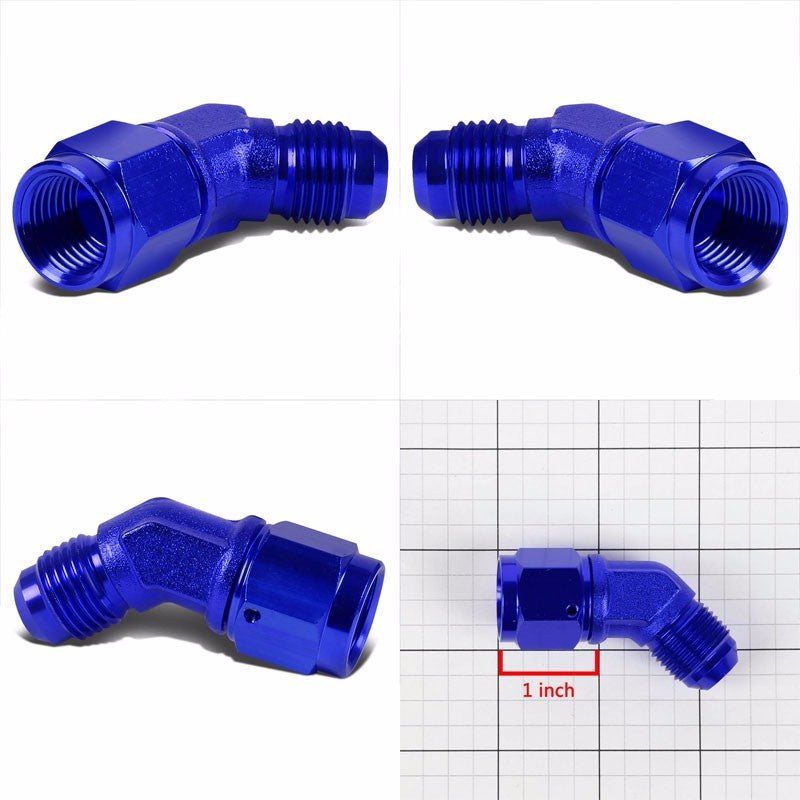 Blue 45 Degree Female/Male 1/8-27 NPT Flare Bulkhead 8AN Oil/Fuel Hose Fitting BuildFastCar