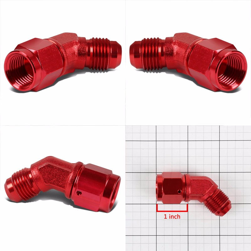 Red 45 Degree Female/Male 1/8-27 NPT Flare Bulkhead 8AN Oil/Fuel Hose Fitting BuildFastCar