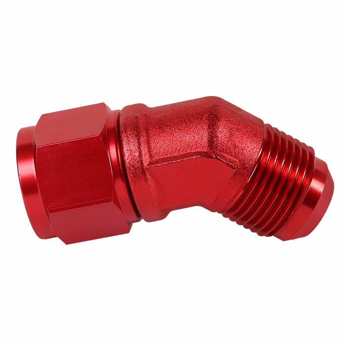 Red 45 Degree Female/Male 1/8-27 NPT Flare Bulkhead 10AN Oil/Fuel Hose Fitting BuildFastCar