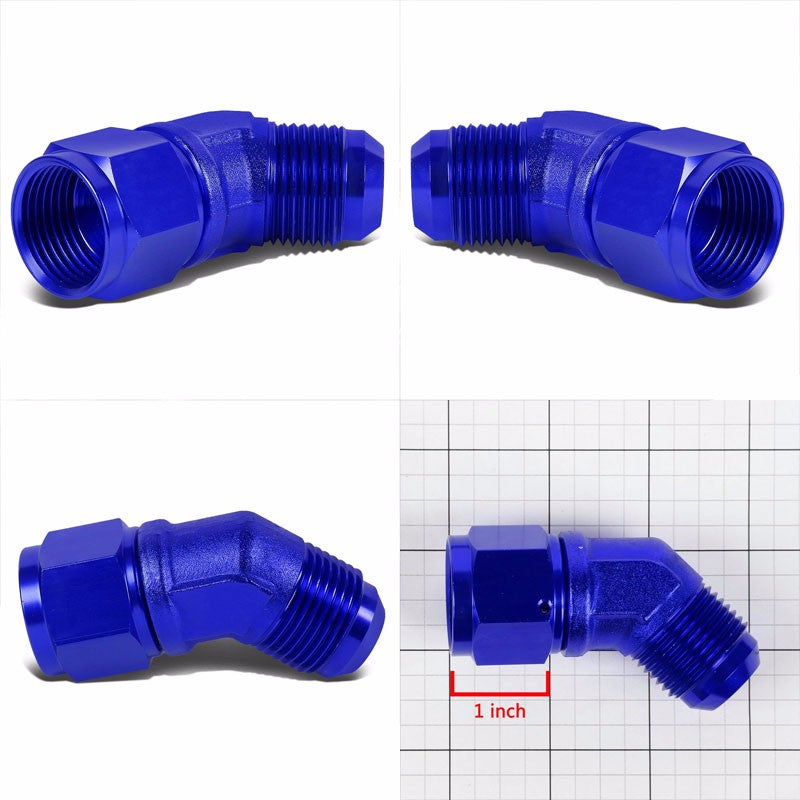 Blue 45 Degree Female/Male 1/8-27 NPT Flare Bulkhead 12AN Oil/Fuel Hose Fitting BuildFastCar