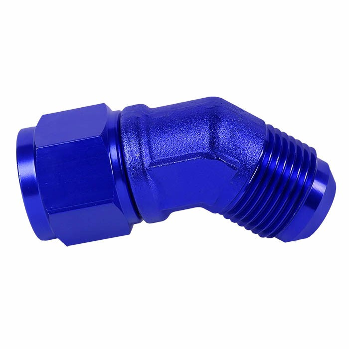 Blue 45 Degree Female/Male 1/8-27 NPT Flare Bulkhead 12AN Oil/Fuel Hose Fitting BuildFastCar