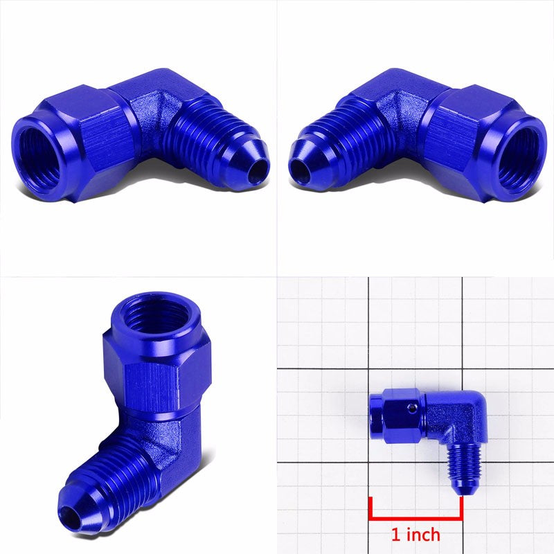 Blue 90 Degree Female/Male 1/8-27 NPT Flare Bulkhead 3AN Oil/Fuel Hose Fitting BuildFastCar