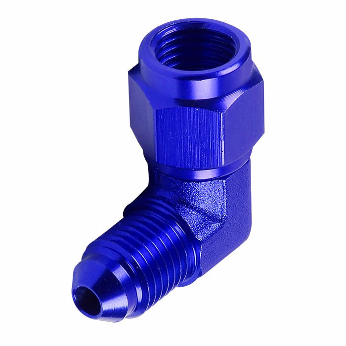 Blue 90 Degree Female/Male 1/8-27 NPT Flare Bulkhead 3AN Oil/Fuel Hose Fitting BuildFastCar