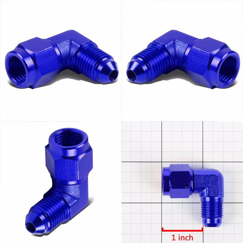 Blue 90 Degree Female/Male 1/8-27 NPT Flare Bulkhead 6AN Oil/Fuel Hose Fitting BuildFastCar