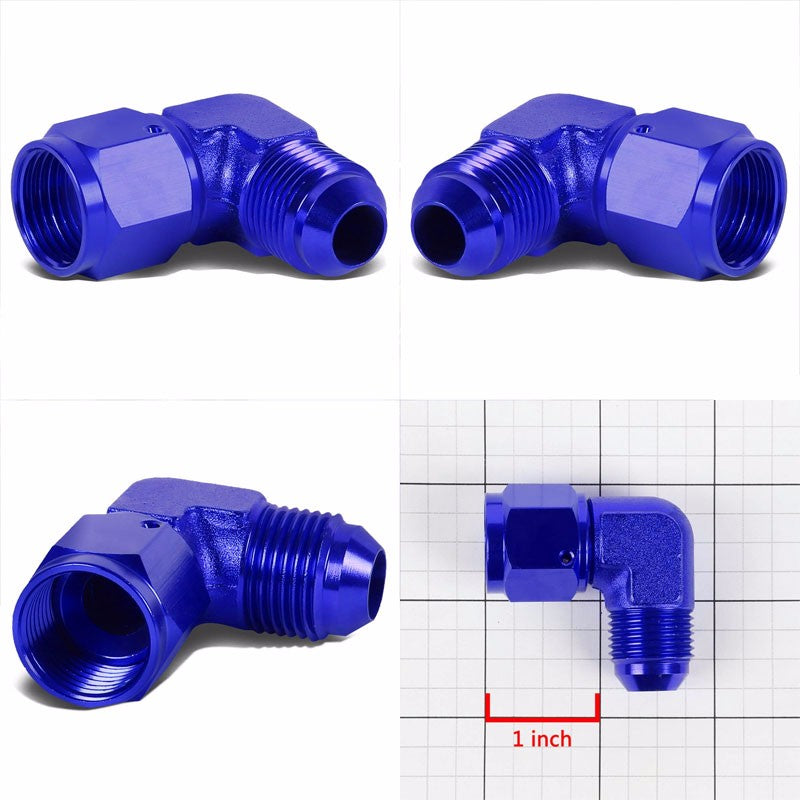 Blue 90 Degree Female/Male 1/8-27 NPT Flare Bulkhead 8AN Oil/Fuel Hose Fitting BuildFastCar