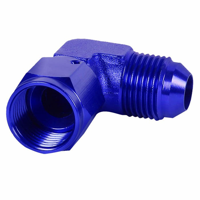 Blue 90 Degree Female/Male 1/8-27 NPT Flare Bulkhead 8AN Oil/Fuel Hose Fitting BuildFastCar