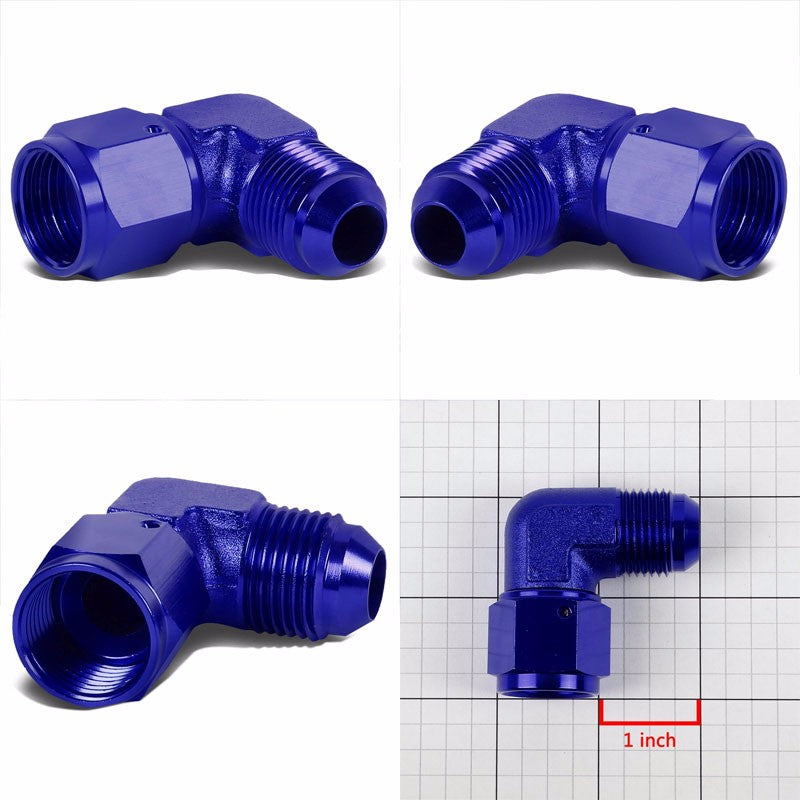 Blue 90 Degree Female/Male 1/8-27 NPT Flare Bulkhead 10AN Oil/Fuel Hose Fitting BuildFastCar