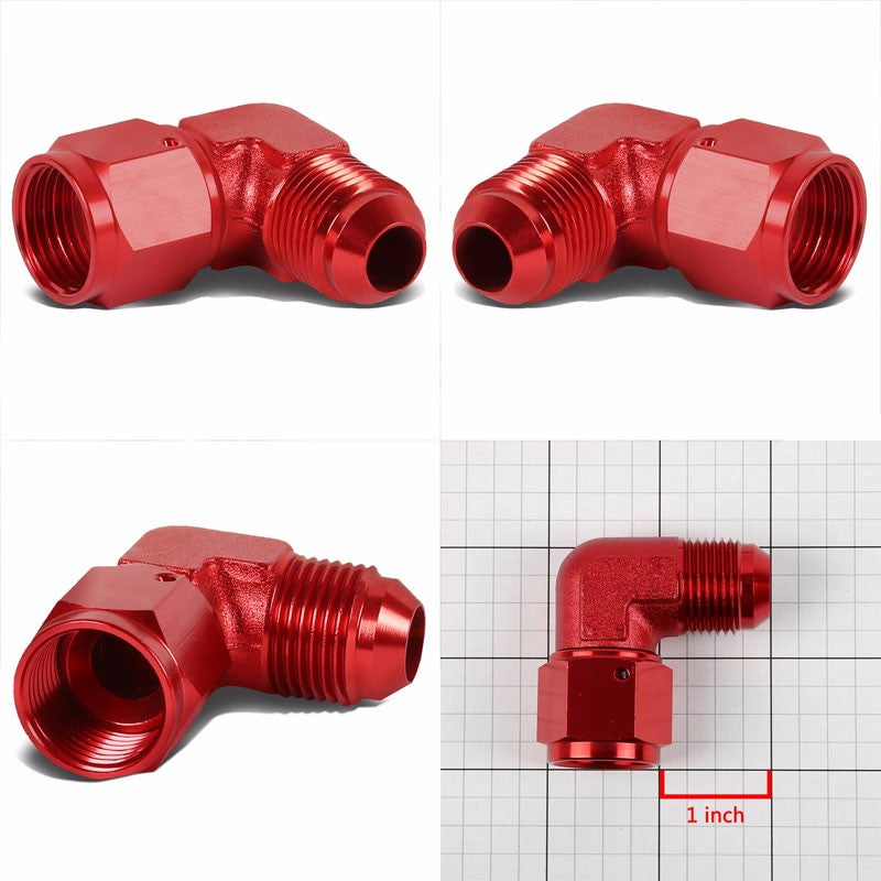 Red 90 Degree Female/Male 1/8-27 NPT Flare Bulkhead 10AN Oil/Fuel Hose Fitting BuildFastCar