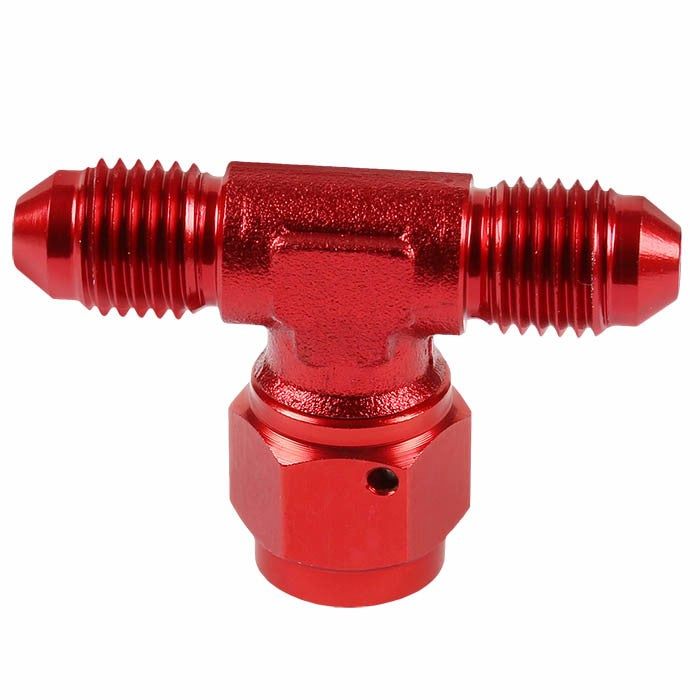 Red Male Tee Shape Flare Female Center Port Oil/Fuel Hose 4AN Fitting Adapter BuildFastCar
