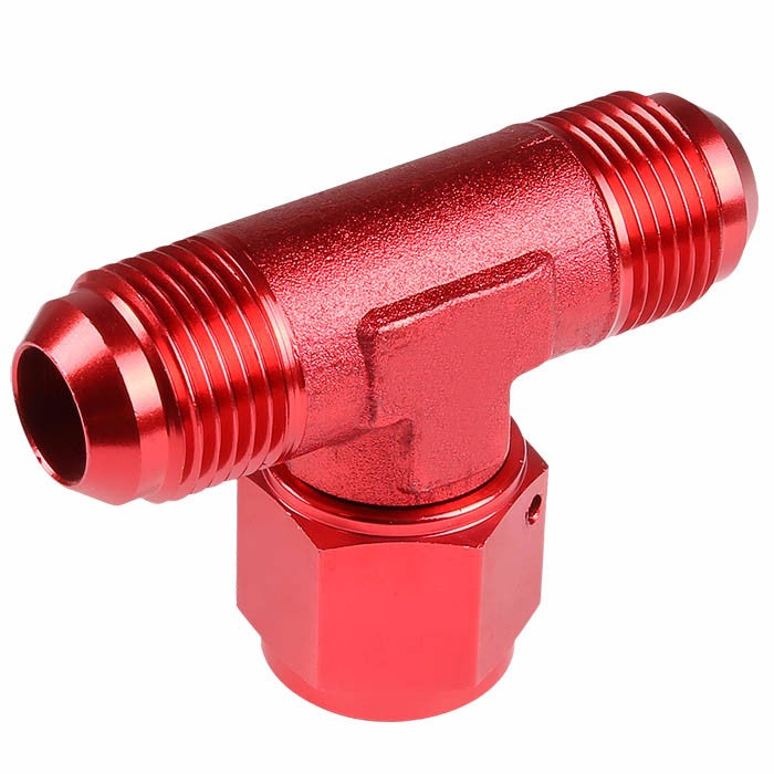Red Male Tee Shape Flare Female Center Port Oil/Fuel Hose 6AN Fitting Adapter BuildFastCar