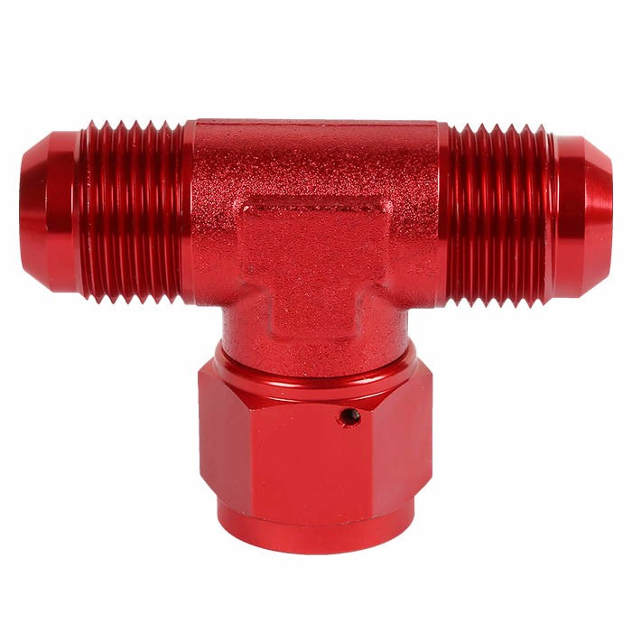Red Male Tee Shape Flare Female Center Port Oil/Fuel Hose 8AN Fitting Adapter BuildFastCar