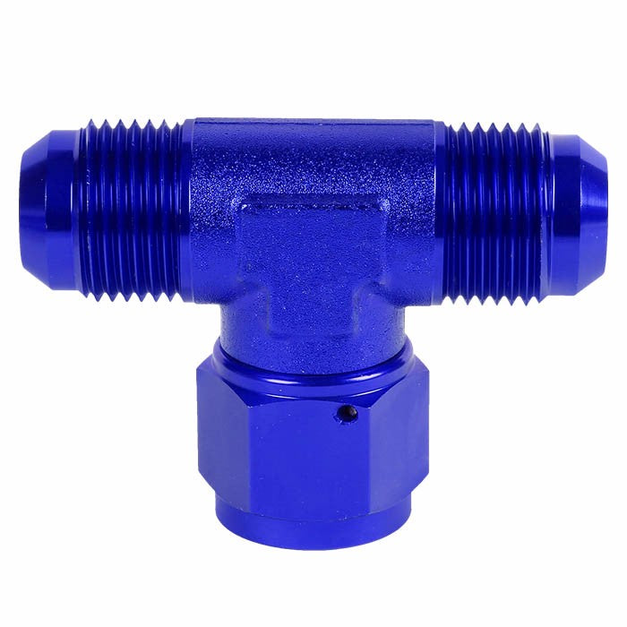 Blue Male Tee Shape Flare Female Center Port Oil/Fuel Hose 12AN Fitting Adapter BuildFastCar