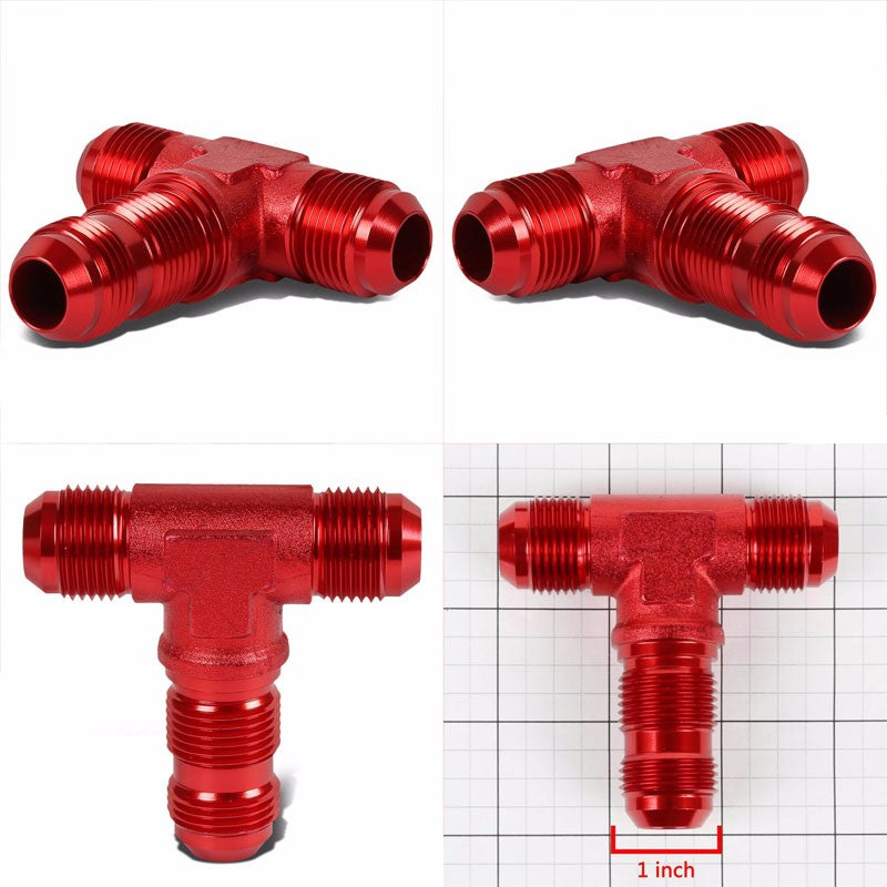 Red Male T-Shape Male Center Flare Bulkhead Oil/Fuel Hose 10AN Fitting Adapter BuildFastCar