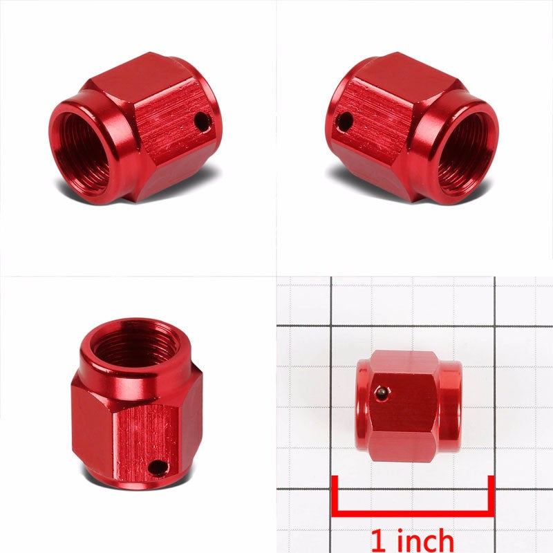 Red Female 1/4" Hex Head Flare Cap Nut Plug Oil/Fuel Hose 4AN Fitting Adapter BuildFastCar