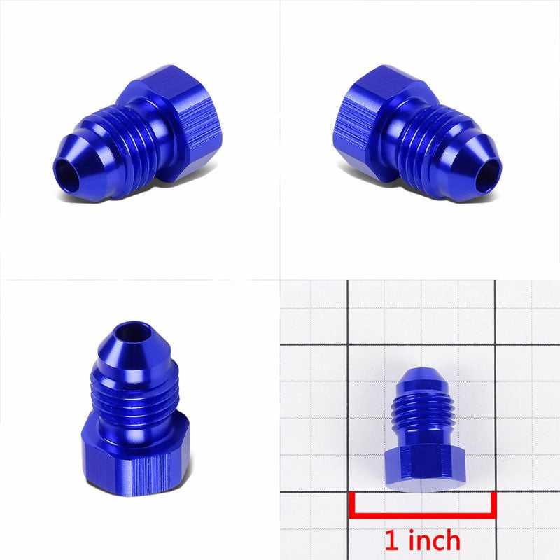 Blue Aluminum Male Flare Head Nut Plug Lock Oil/Fuel Hose 4AN Fitting Adapter BuildFastCar