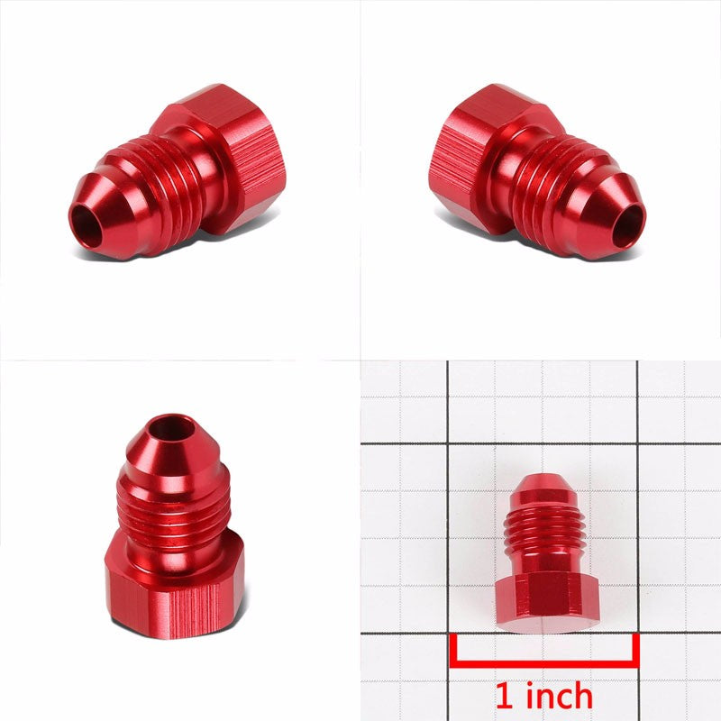 Red Aluminum Male Flare Head Nut Plug Lock Oil/Fuel Hose 4AN Fitting Adapter BuildFastCar