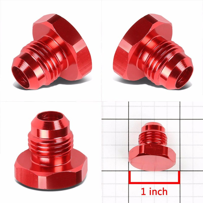 Red Aluminum Male Flare Head Nut Plug Lock Oil/Fuel Hose 6AN Fitting Adapter BuildFastCar