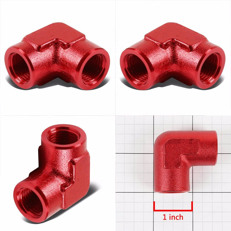 Red Female 90 Degree Pipe 3/8" NPT Thread Oil/Fuel Hose 6AN Fitting Adapter BuildFastCar