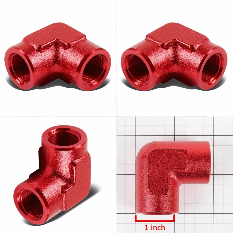 Red Female 90 Degree Pipe 1/2" NPT Thread Oil/Fuel Hose 8AN Fitting Adapter BuildFastCar