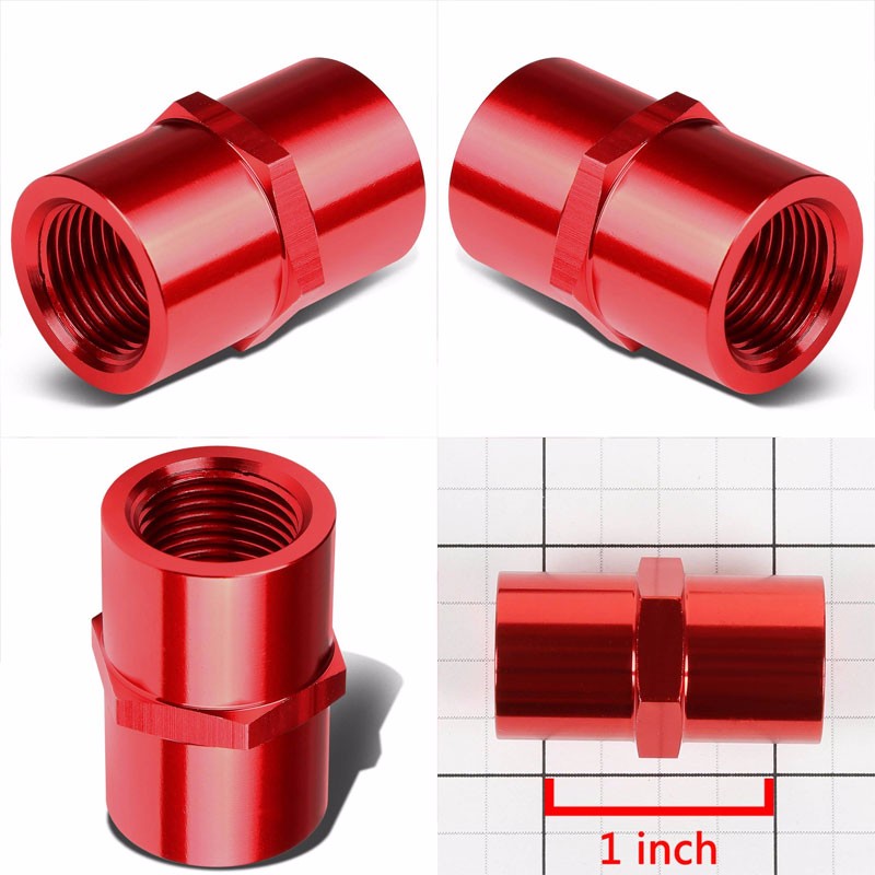 Red Female Taper Coupler Pipe 1/4" NPT Thread Oil/Fuel Hose 4AN Fitting Adapter BuildFastCar