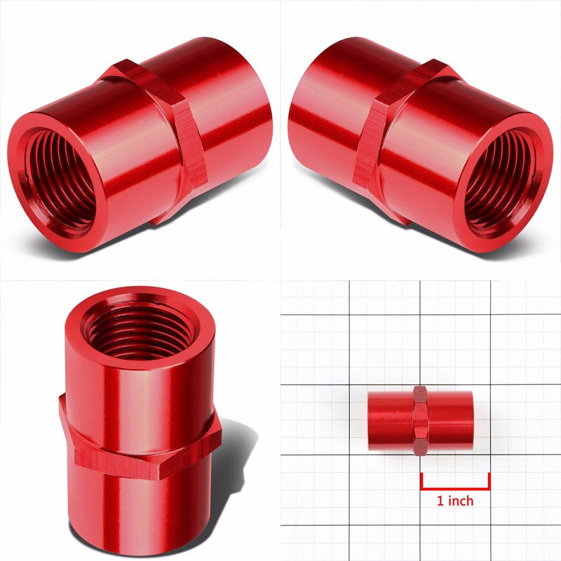 Red Female Taper Coupler Pipe 3/8" NPT Thread Oil/Fuel Hose 6AN Fitting Adapter BuildFastCar