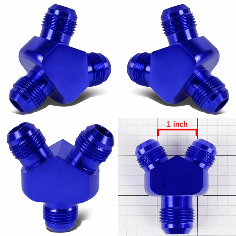 Blue Aluminum 8AN Male-6AN Male Y-Block Splitter Oil/Fuel Hose Fitting Adapter BuildFastCar